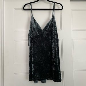 Toni Blue Crushed Velvet Mini Dress with Tie Sides